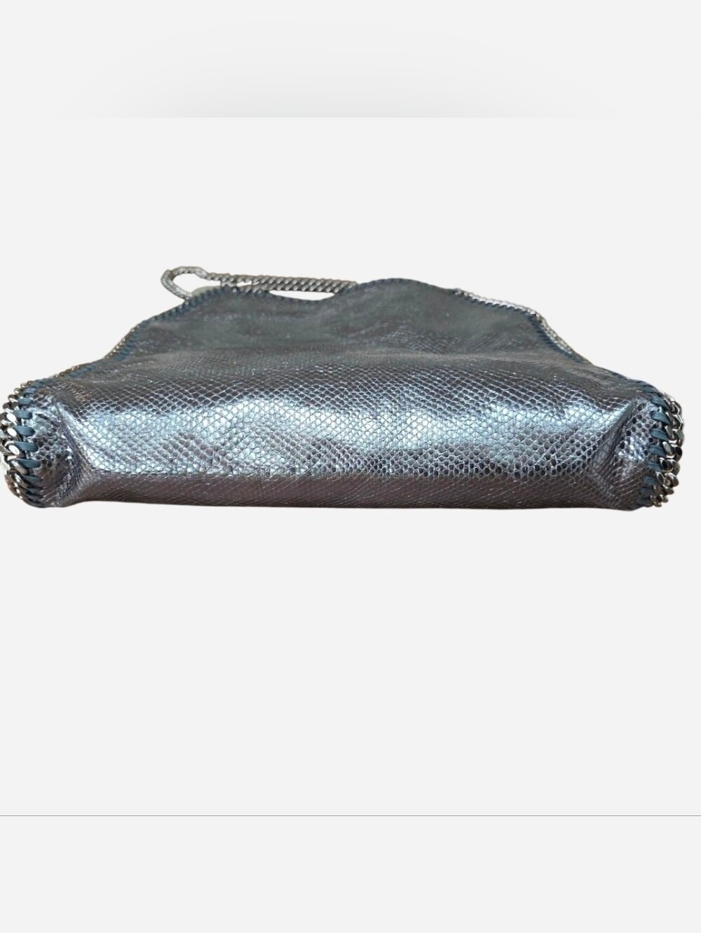 EUC Stella McCartney Silver Metallic Snakeskin Print Falabella Shoulder Tote Bag - Picture 5 of 16